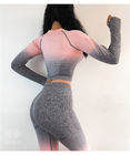 Ombre Bezproblemowa damska odzież do jogi / damska odzież gimnastyczna Gradientowe legginsy + koszulka z długim rękawem dostawca