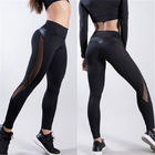 Damskie obcisłe legginsy Czarne sportowe spodnie jogi Pu Leather Patchwork Lady Jogging Pants dostawca